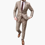 Men's Two-Piece Suit with Notch Lapel and Slim Fit Pants