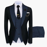 Men's Suit with Vest and Long-Sleeved Blazer