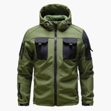 Men's Zip-Up Hooded Jacket with Multiple Pockets