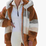 Women’s Zipped Hooded Jacket with Striped Surface