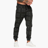 Men's pants with elastic waistband and checkered surface