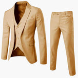 Men's Three-Piece Suit with One-Button Blazer and Vest