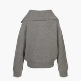 Women's Sweater with Zip Neck and Ribbed Surface