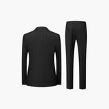 Men's Two-Piece Suit with Pinstripes and Lapel Collar