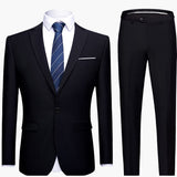 Men's Two-Piece Suit with Blazer and Flat Front Trousers