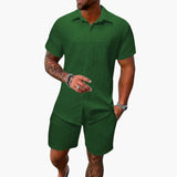 Men's Two-Piece Set Made of Cotton Blend with Jacquard Structure