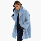 Women's Red Jacket with Wide Collar and Long Sleeves