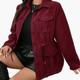 Women's Cord Jacket with Waist Drawstring