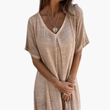 Women's V-Neck Summer Dress - Loose and Comfortable