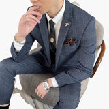 Men's Three-Piece Suit with Check Pattern for Every Season