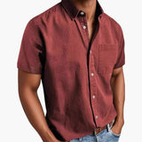 Men's Short Sleeve Shirt with Chest Pocket for Spring and Summer