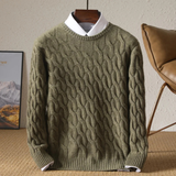 The Brookcrest Men's Warm Winter Cable Knit Crewneck Sweater
