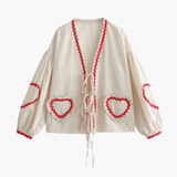 Women's Gingham Blouse with Heart Pockets – Summer Blouse