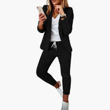 Women’s Lounge Set with Blazer and Drawstring Joggers