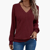 Women's Pullover with V-Neck and Long Sleeves