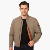 Men's Bomber Jacket with Zipper and Ribbed Cuffs