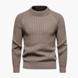 Men's sweater with round neck and textured surface