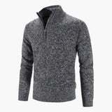 Men's pullover with half-zip and textured surface, warm
