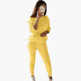 Women's Knitting Set with Long Sleeves and Elastic Waistband