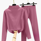 Women's Fleece Set with Long Sleeves and Elastic Waistband