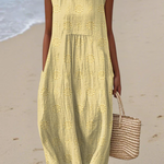 Rose Embroidered Midi Dress Yellow