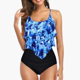 Two-Piece Women's Tankini with Ruffles and Tummy Control