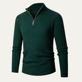 The Favignana Men's Knitted Stand Collar Ribbed Half Zip Sweater