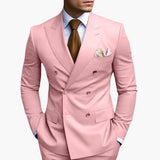 Men's Suit with Notched Lapel and Double-Breasted Design