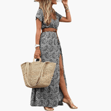 Paisley Summer Maxi Dress with Belt for Women
