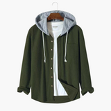 Men's Hooded Jacket with Button Closure