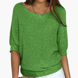 Women’s Pullover Sweater with Wide Neckline and Half Sleeves