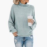 Women's sweater with high neckline and ribbed hem