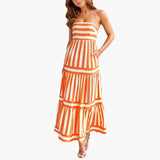 Maxi Dress for Women - Striped Summer Dress with Straps