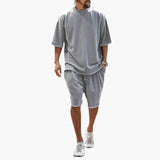 Men's Summer Two-Piece Set with Drawstring Shorts and Oversized Shirt