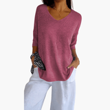 Women's V-Neck Top – Loose Summer Top for Casual Wear