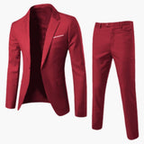 Men's Summer Suit Two-Piece with Lapel and Flat Front Trousers