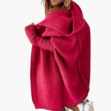 Women’s Knitted Cardigan with Hood and Open Front