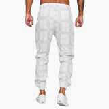 Men's pants with elastic waistband and checkered surface
