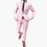 Men's Two-Piece Suit with Notch Lapel and Slim Fit Pants
