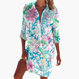 Women's Shirt Dress with Long Sleeves and Button Placket