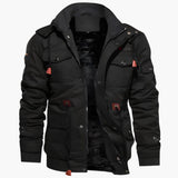 Men's Field Jacket with Adjustable Hood and Multiple Pockets