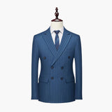 Men's Two-Piece Suit with Pinstripes and Lapel Collar