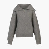 Women's Sweater with Zip Neck and Ribbed Surface