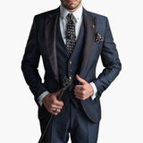 Men’s Three-Piece Suit with Lapels and Closure