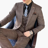Men's Three-Piece Suit with Check Pattern for Every Season