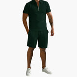 Men's Summer Two-Piece with Half-Zip Shirt and Shorts