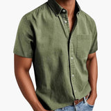 Men's Short Sleeve Shirt with Chest Pocket for Spring and Summer