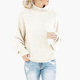 Women's sweater with high neckline and ribbed hem
