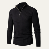 The Favignana Men's Knitted Stand Collar Ribbed Half Zip Sweater