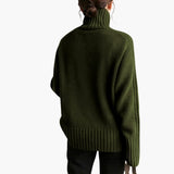 Women's sweater with turtleneck and ribbed texture
